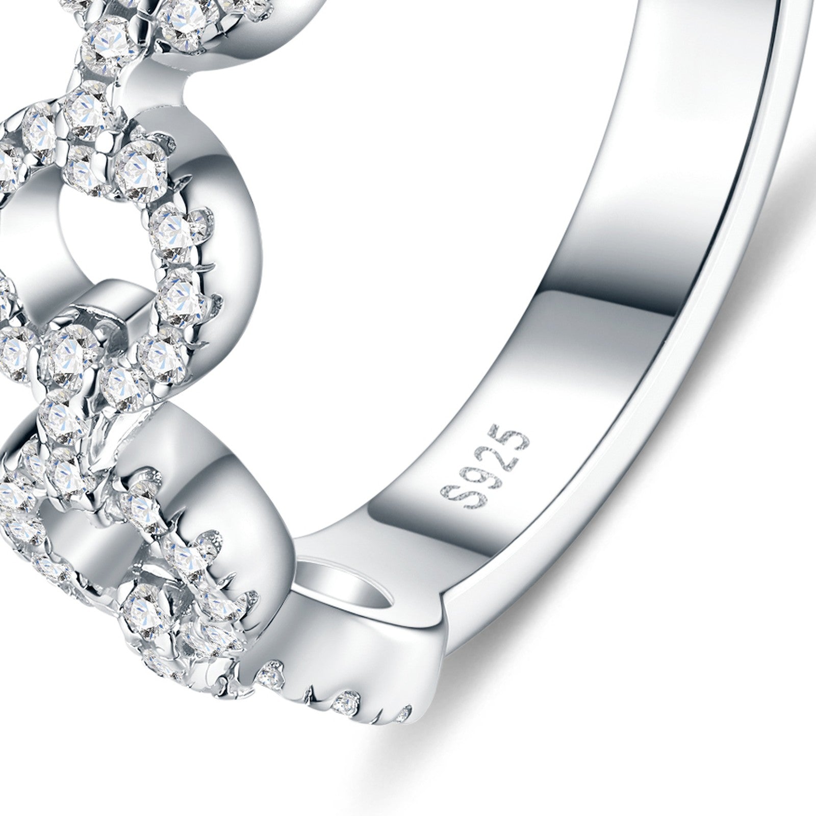Cerchietti Moissanite Eternity Band Ring in Sterling Silver — detail