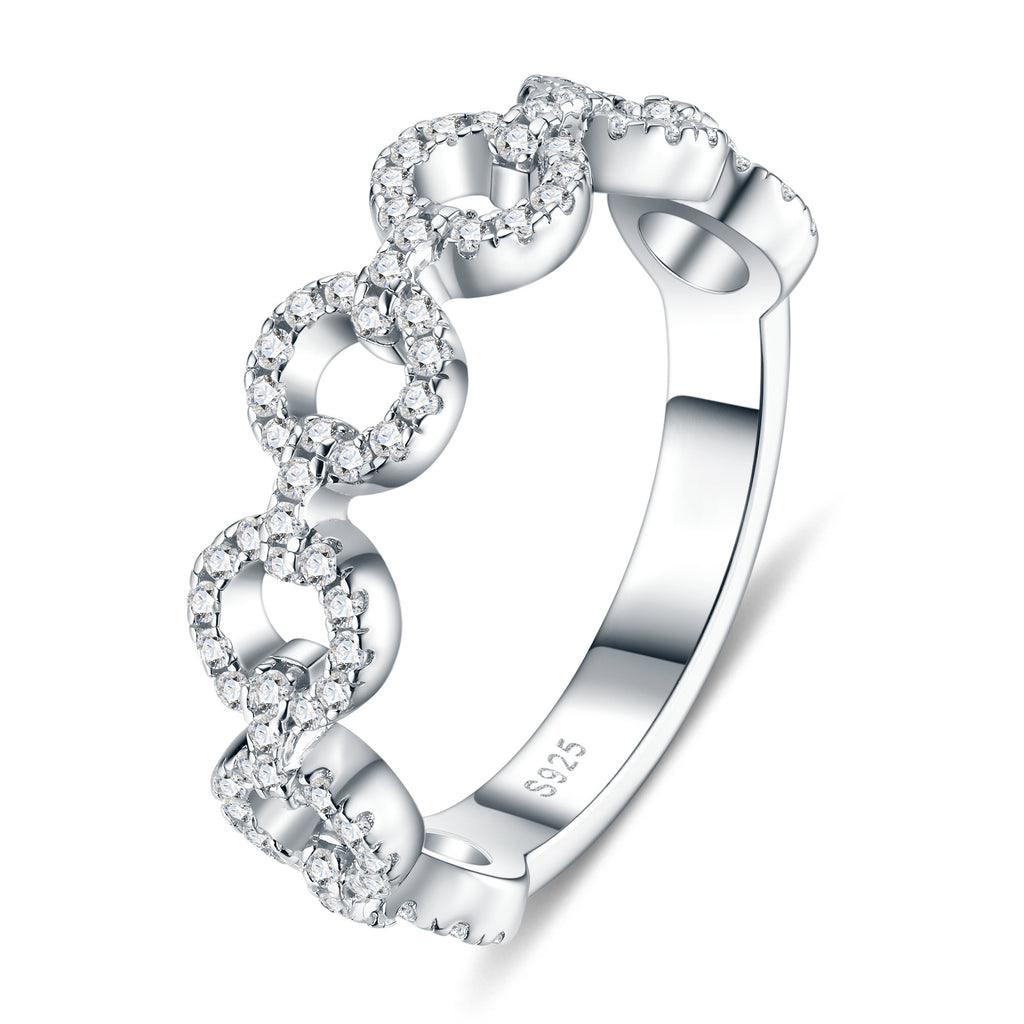 Cerchietti Moissanite Eternity Band Ring in Sterling Silver