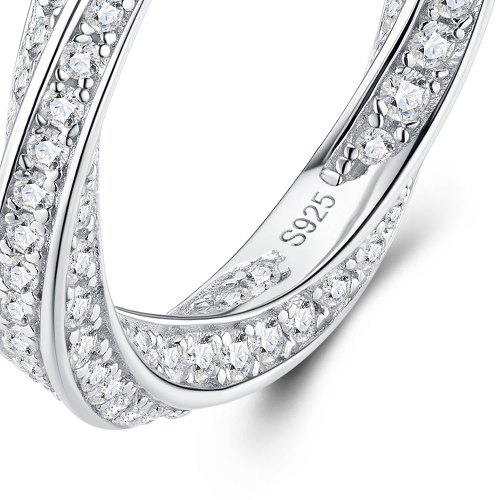 Bordata Moissanite Eternity Band Ring in Sterling Silver — detail