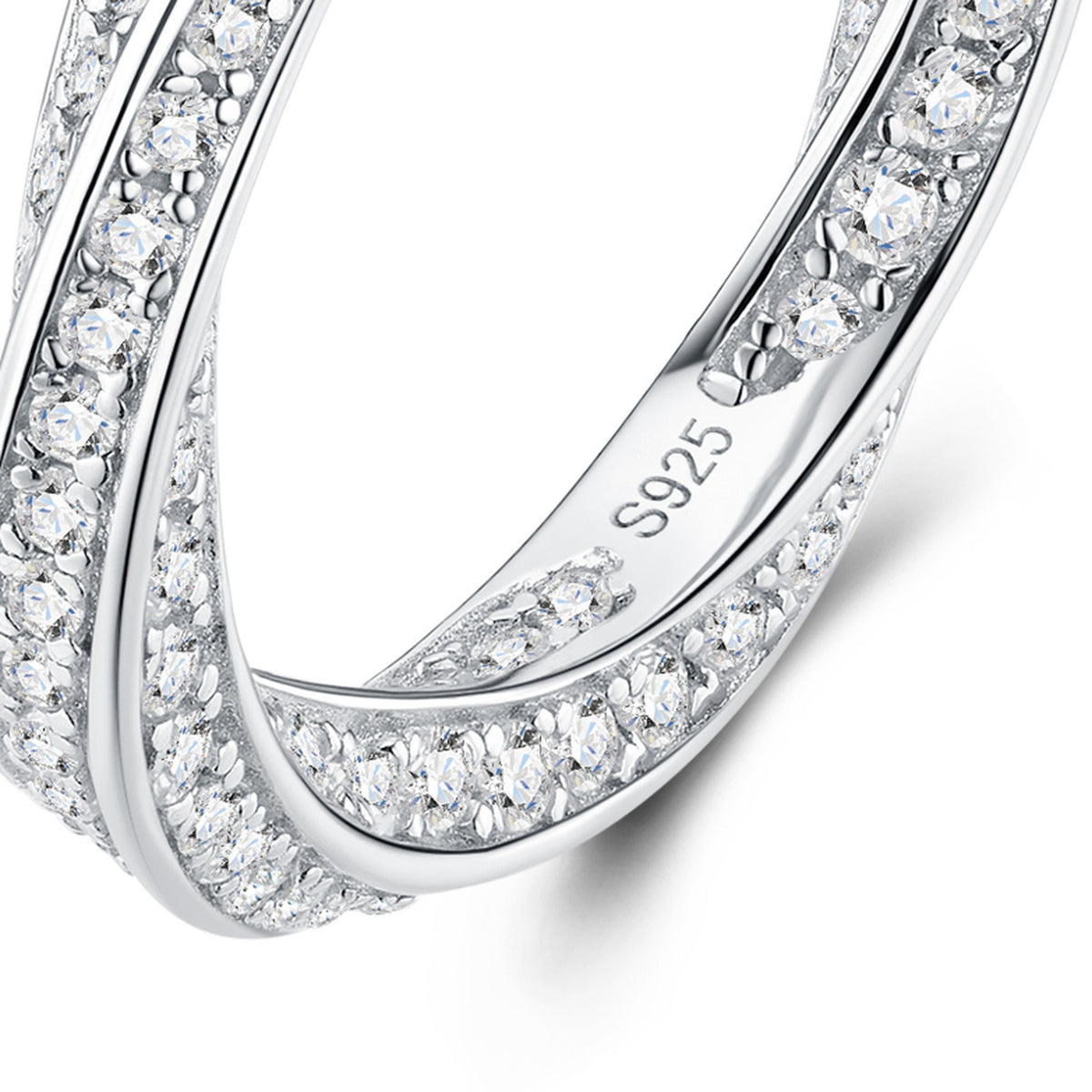 Bordata Moissanite Eternity Band Ring in Sterling Silver — detail