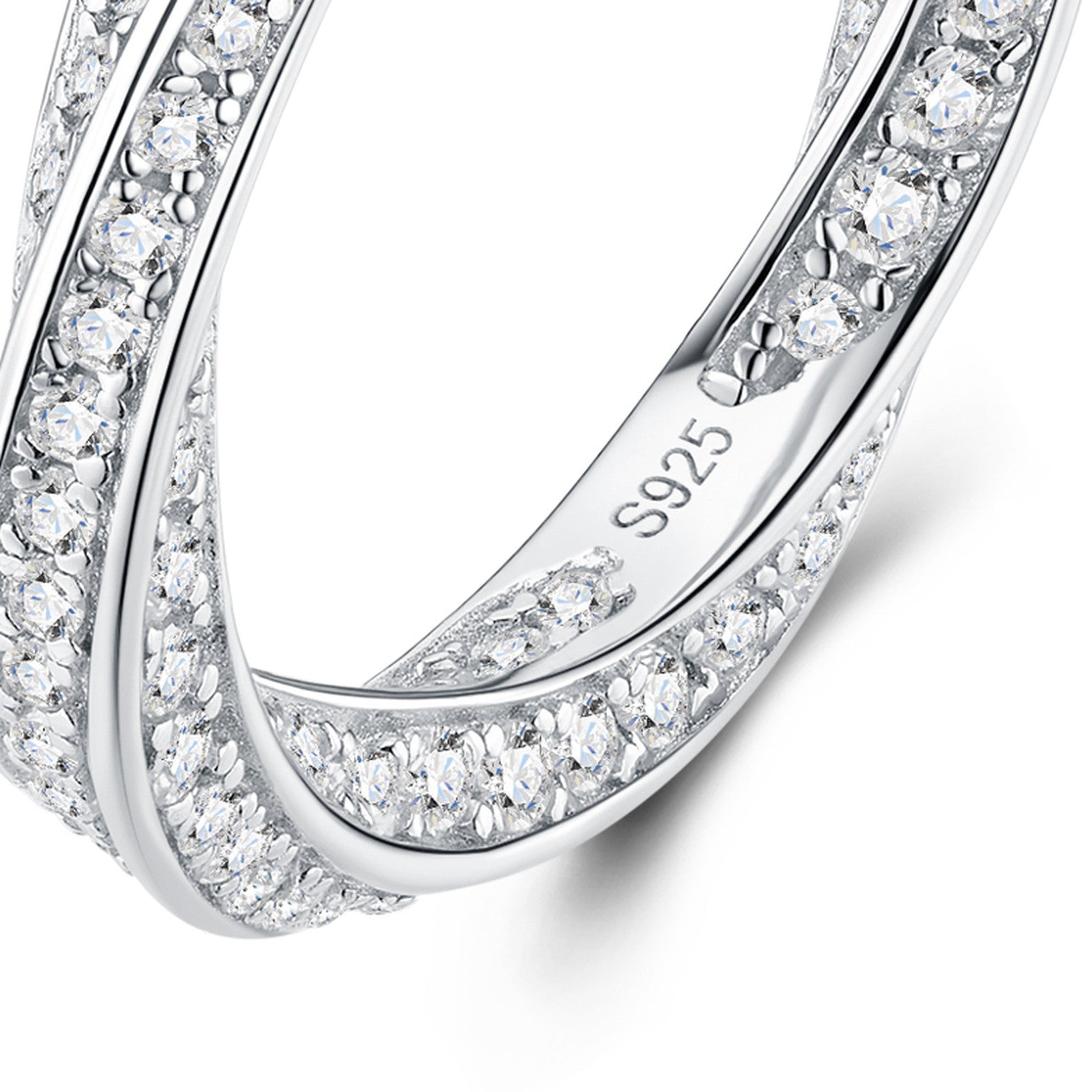 Bordata Moissanite Eternity Band Ring in Sterling Silver — detail