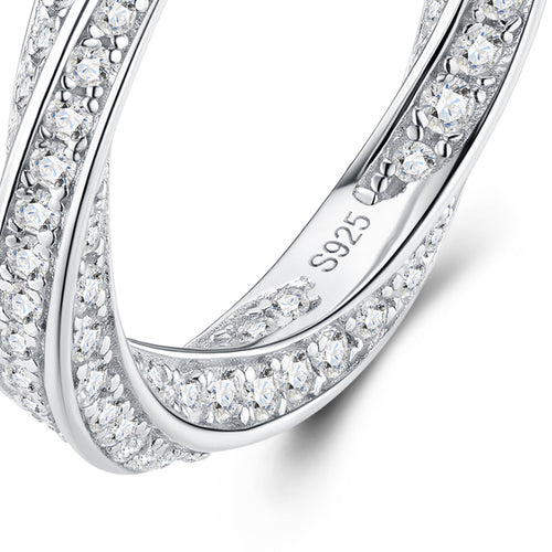 Bordata Moissanite Eternity Band Ring in Sterling Silver — detail