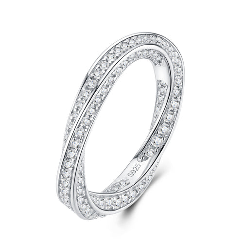 Bordata Moissanite Eternity Band Ring in Sterling Silver