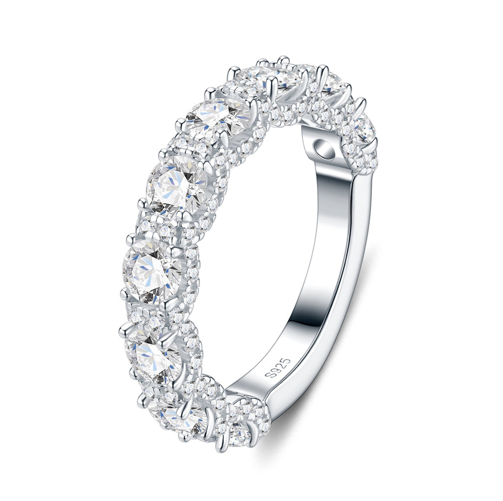Doppiofilo Moissanite Band Ring in Sterling Silver