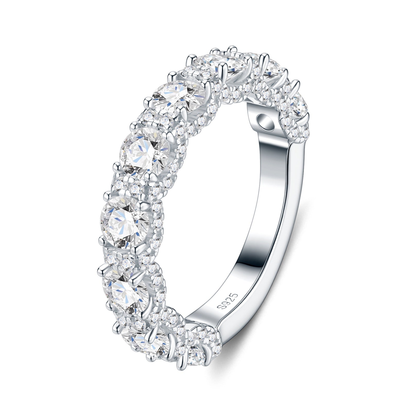 Doppiofilo Moissanite Band Ring in Sterling Silver