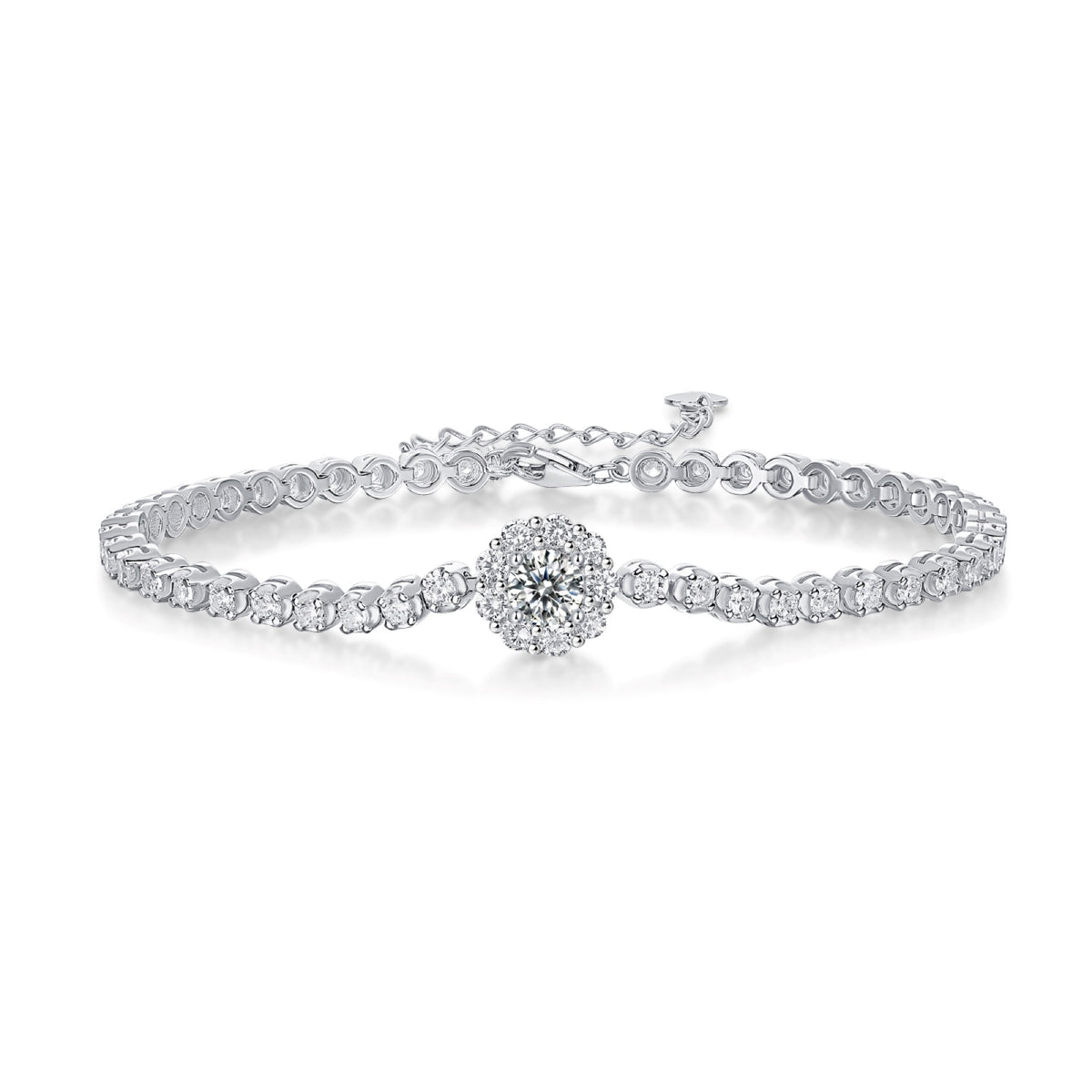 Bridge Moissanite Tennis Bracelet in Sterling Silver