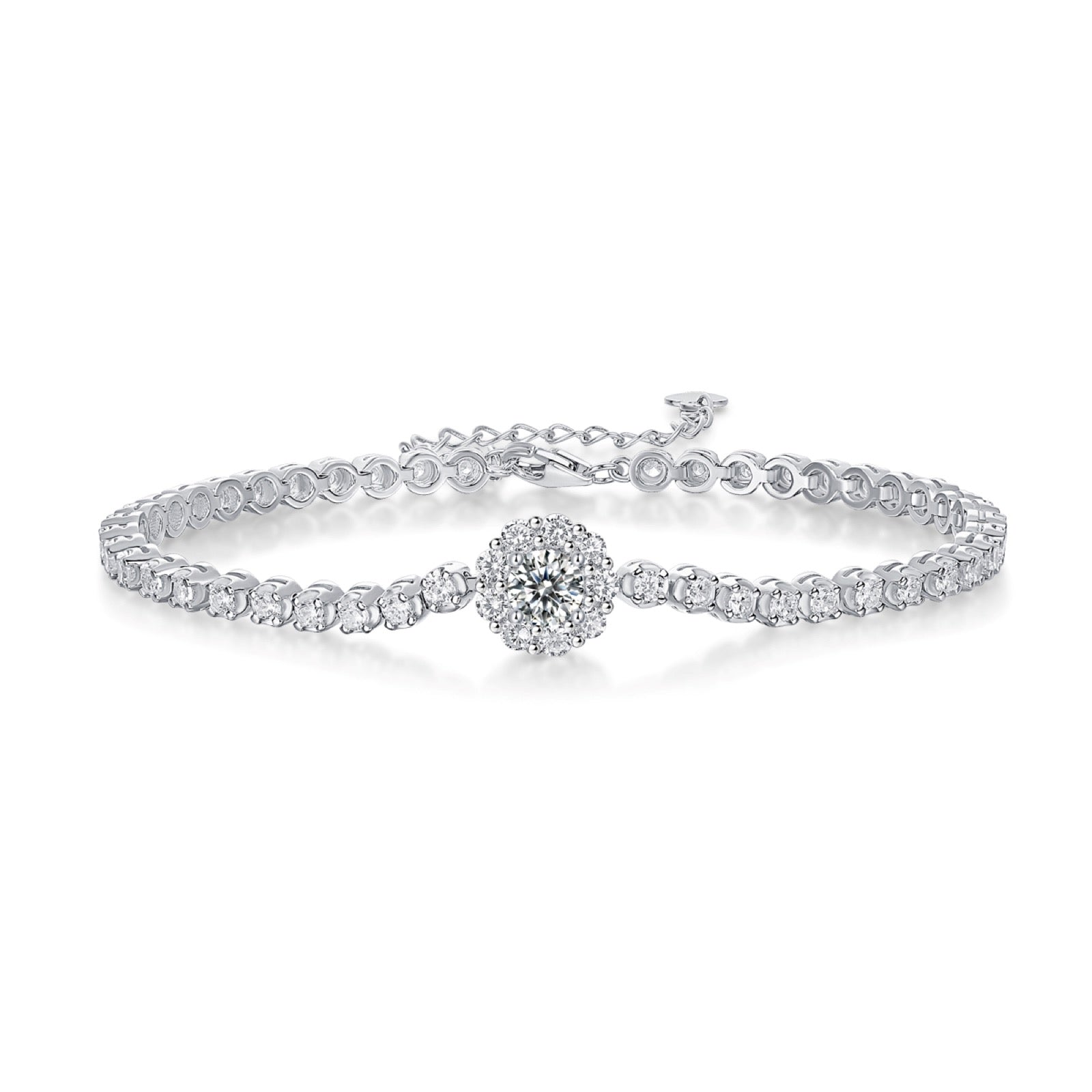 Bridge Moissanite Tennis Bracelet in Sterling Silver