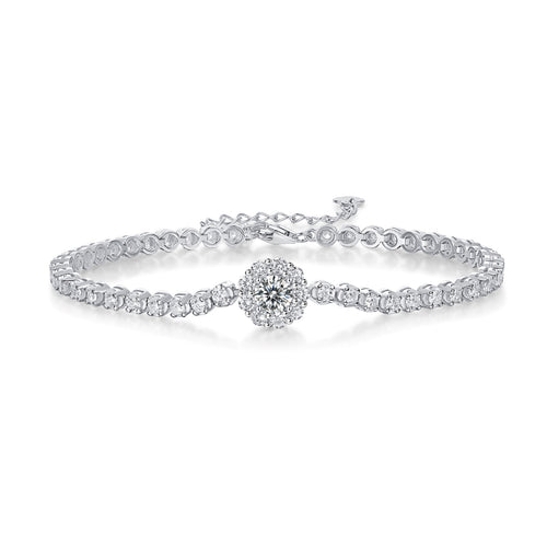 Bridge Moissanite Tennis Bracelet in Sterling Silver