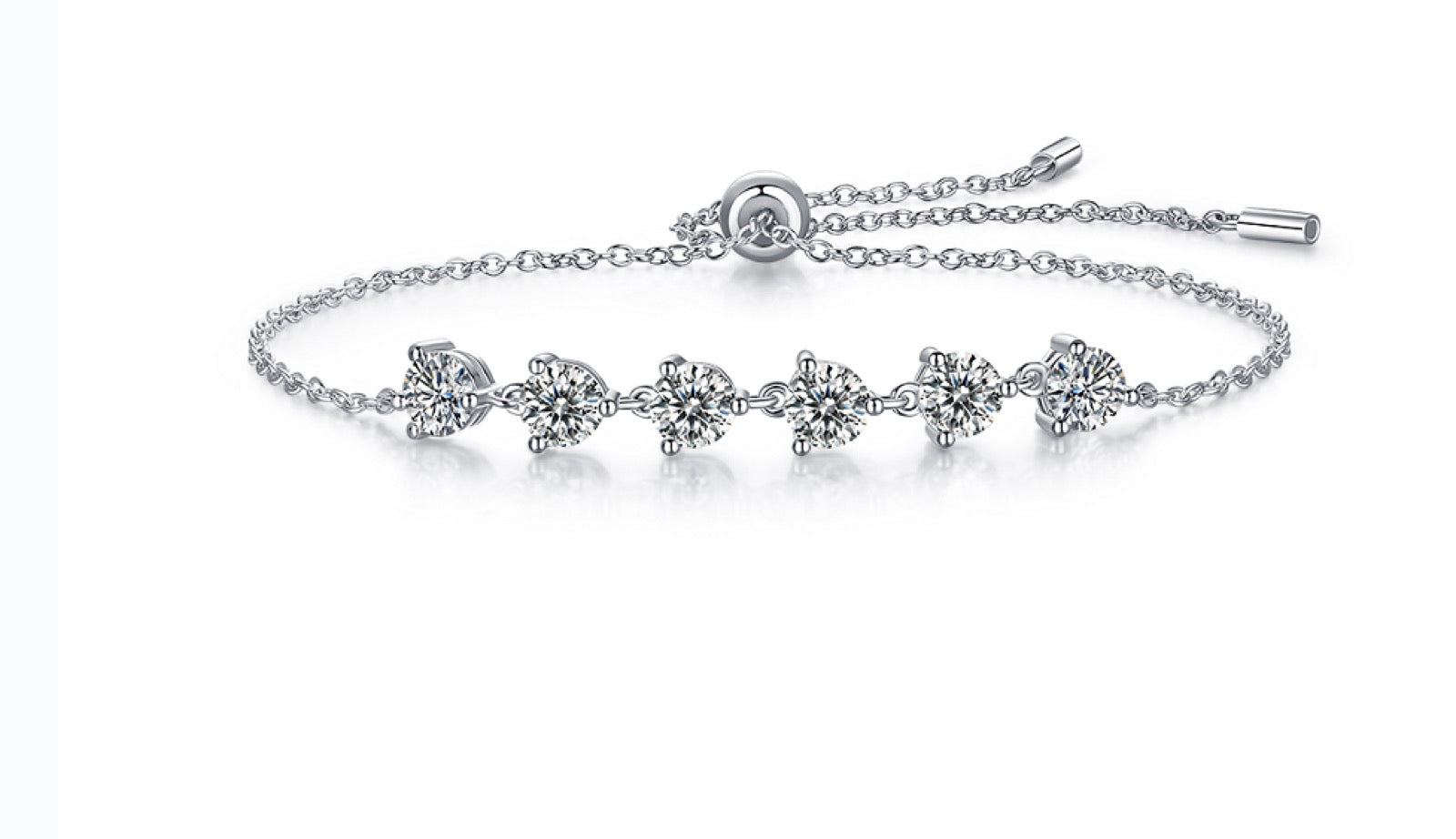 Stations Moissanite Station Bracelet in Sterling Silver