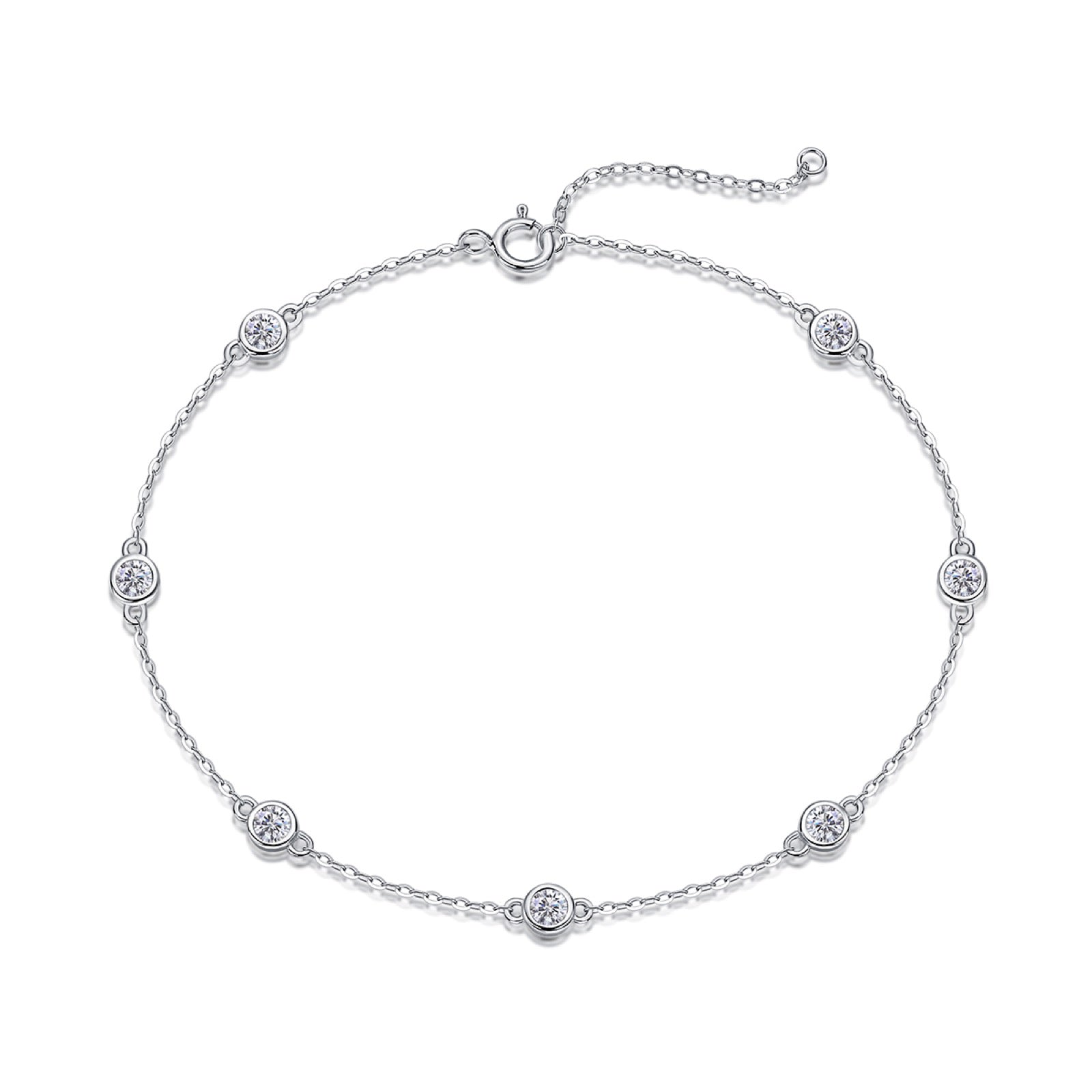 Bollicine Moissanite Station Bracelet in Sterling Silver