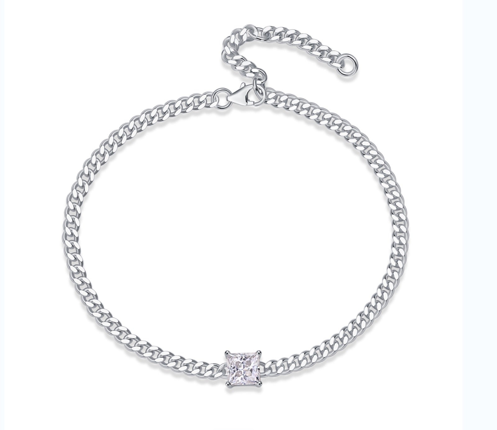 Fermezza Moissanite Chain Bracelet in Sterling Silver
