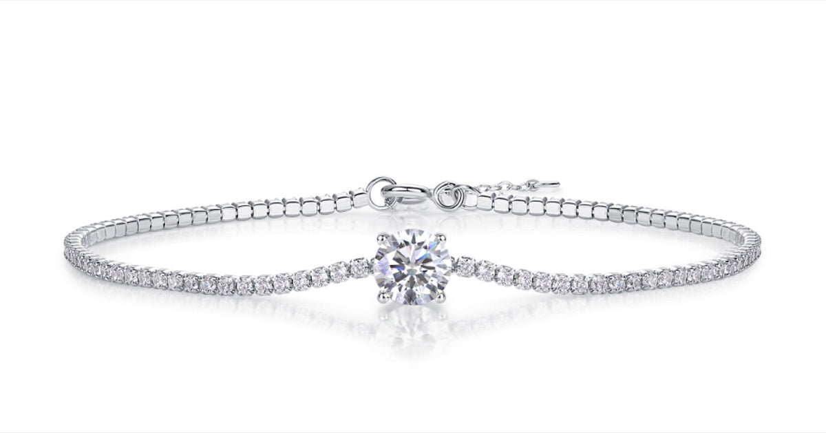 Alba 1 Carat Moissanite Chain Bracelet in Sterling Silver