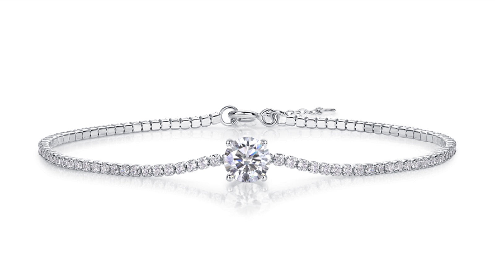 Alba 1 Carat Moissanite Chain Bracelet in Sterling Silver