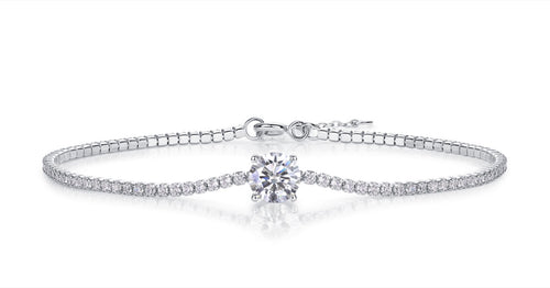 Alba 1 Carat Moissanite Chain Bracelet in Sterling Silver