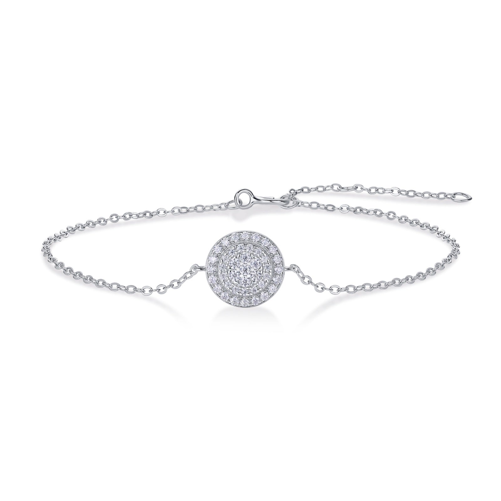 Coin Moissanite Chain Bracelet in Sterling Silver