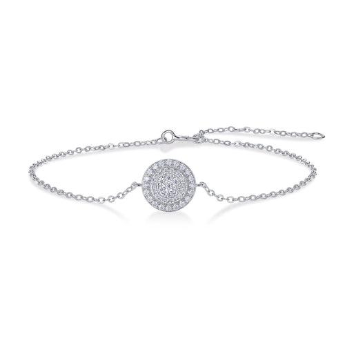 Coin Moissanite Chain Bracelet in Sterling Silver