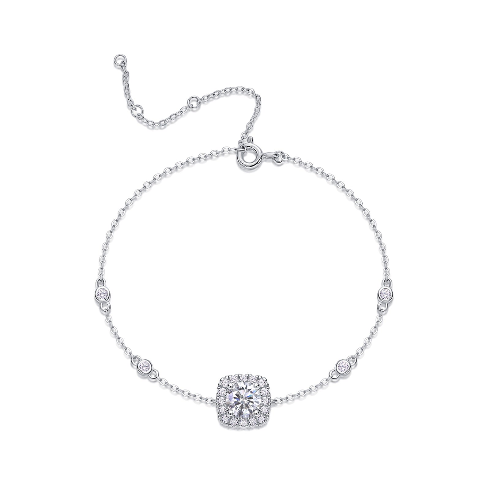 Loveletter Moissanite Chain Bracelet in Sterling Silver