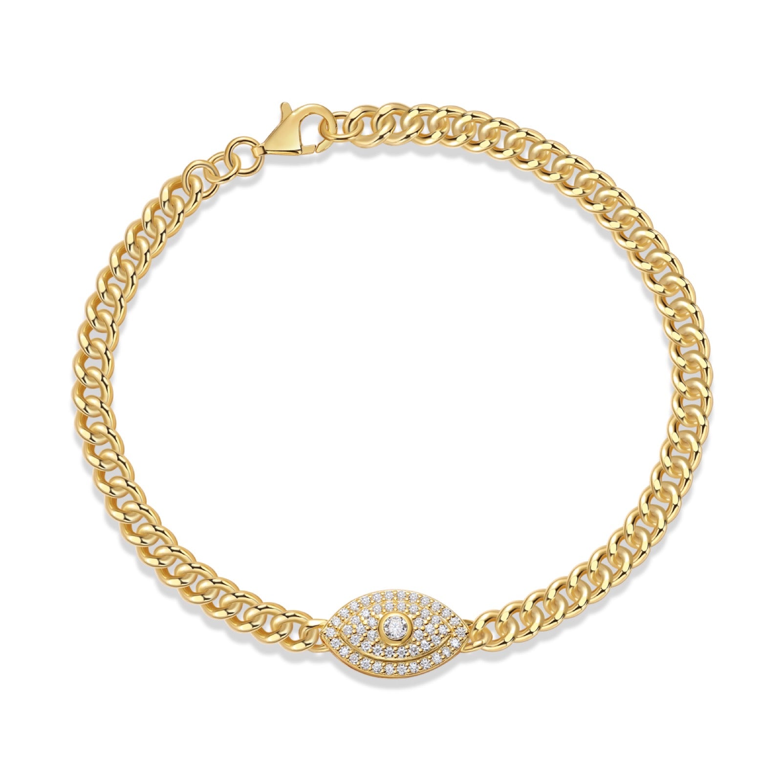 Occhio Moissanite Chain Bracelet in Gold-Tone Sterling Silver