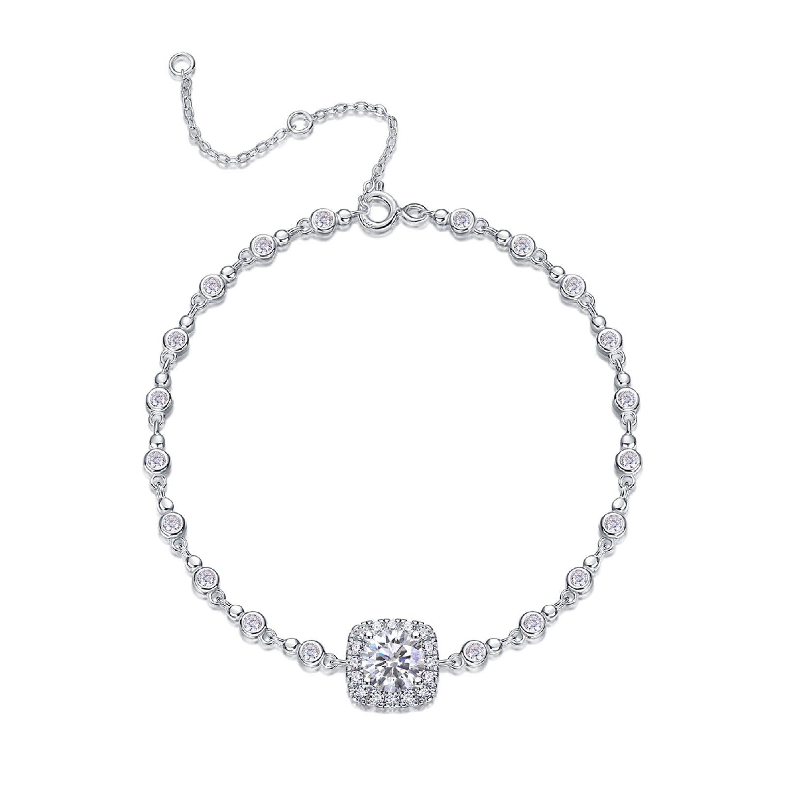 Orbita Moissanite Station Bracelet in Sterling Silver