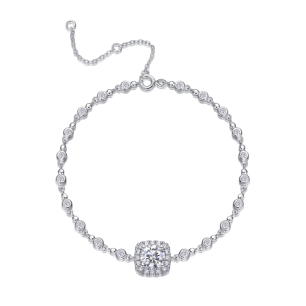 Orbita Moissanite Station Bracelet in Sterling Silver
