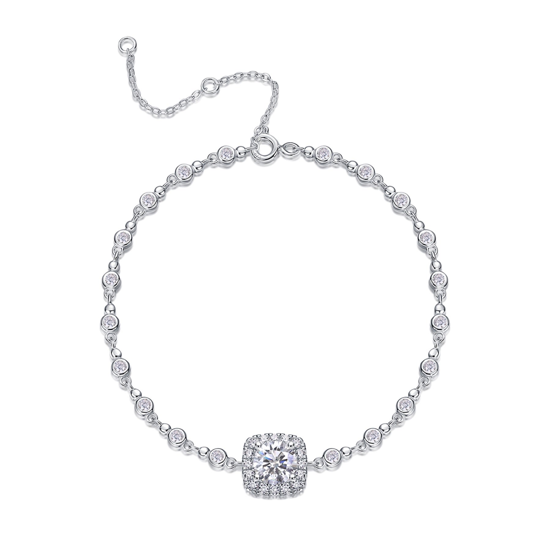 Orbita Moissanite Station Bracelet in Sterling Silver