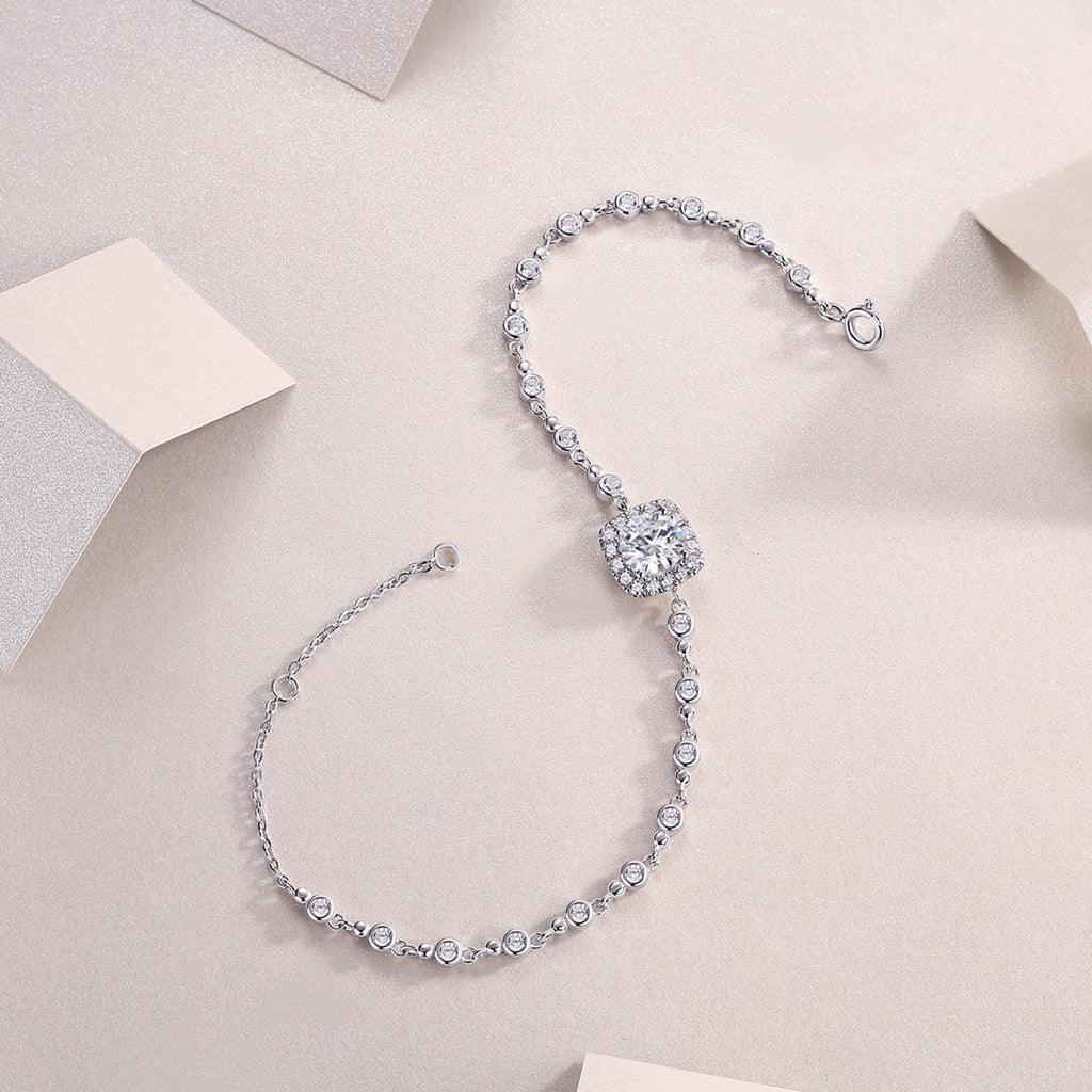 Orbita Moissanite Station Bracelet in Sterling Silver