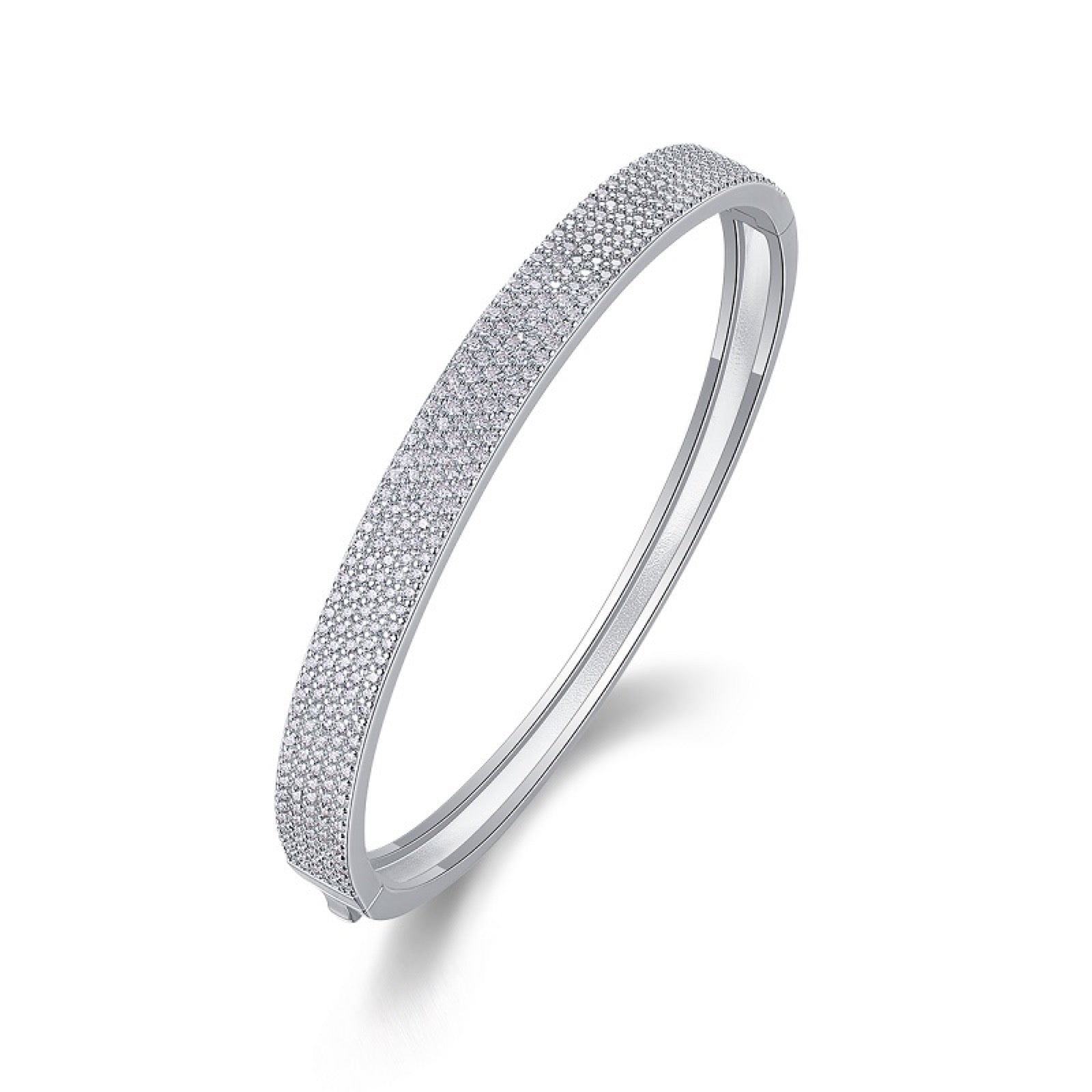 Fascia Moissanite Bangle Bracelet in Sterling Silver