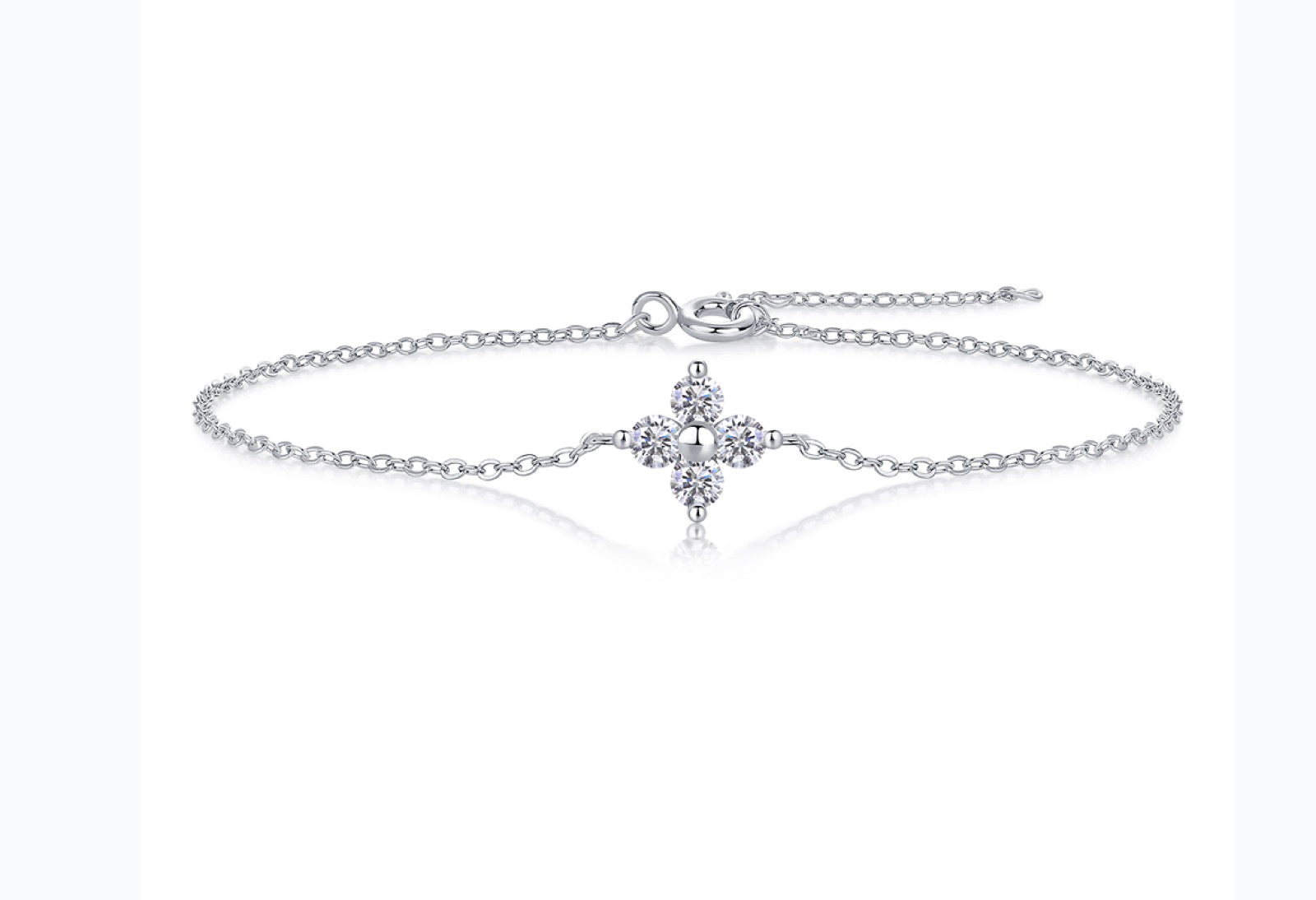 Faithlet Moissanite Chain Bracelet in Sterling Silver