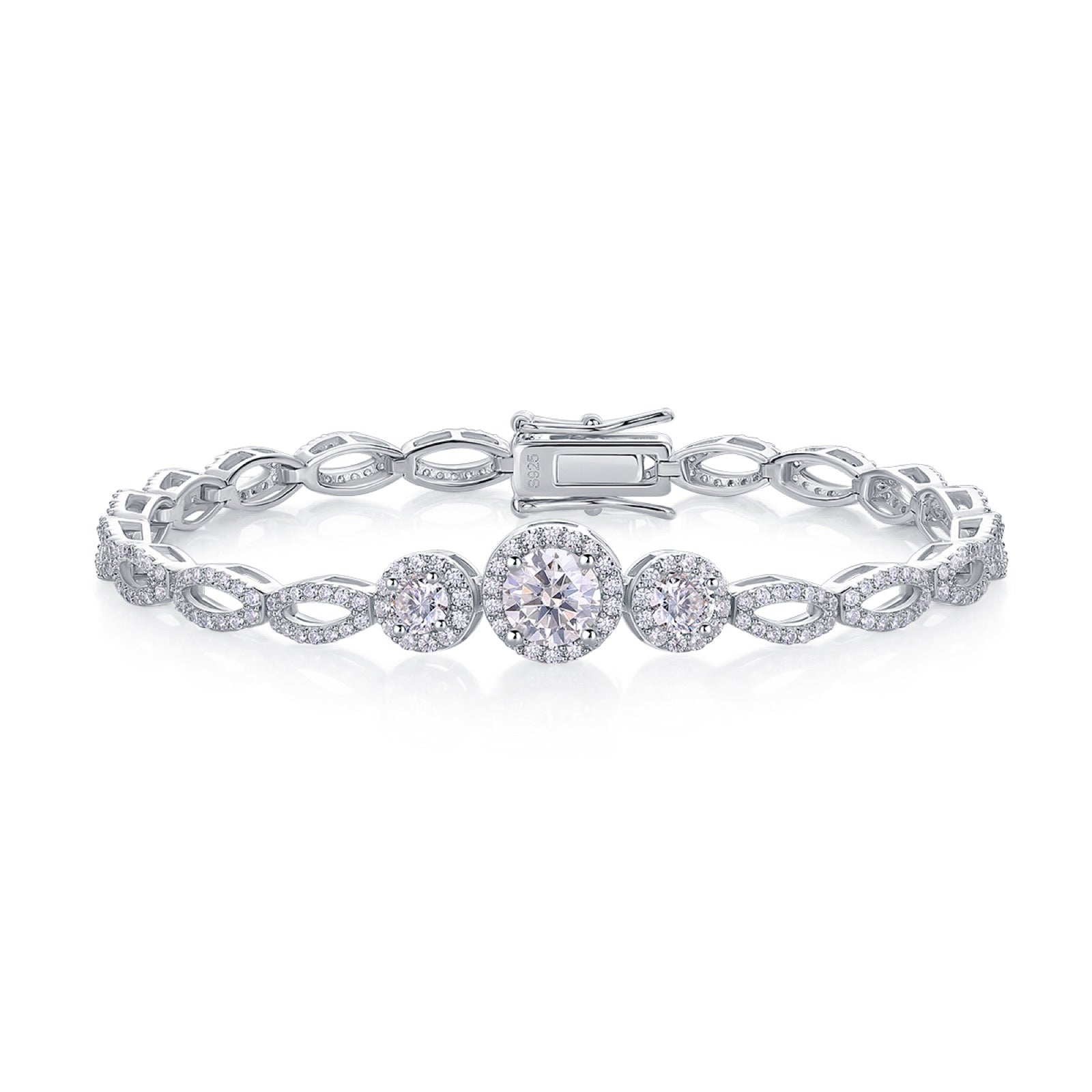 Eleganza Moissanite Tennis Bracelet in Sterling Silver
