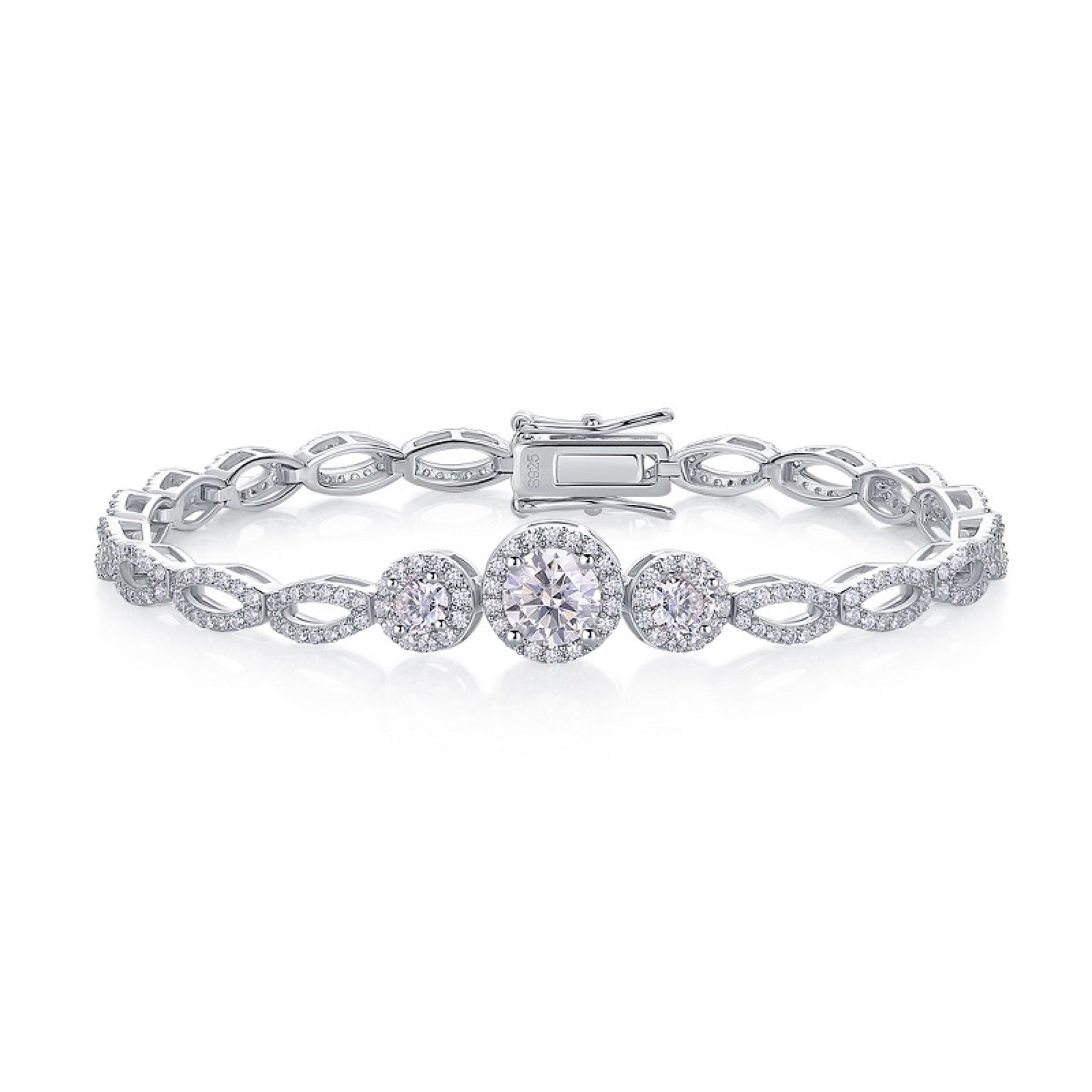 Eleganza Moissanite Tennis Bracelet in Sterling Silver