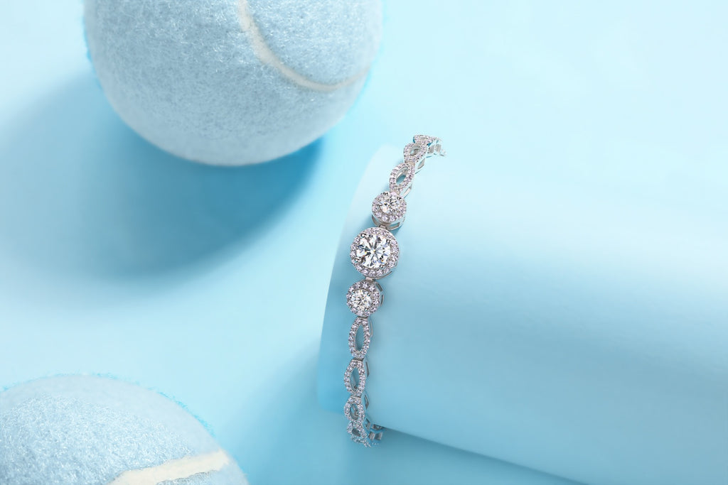 Eleganza Moissanite Tennis Bracelet in Sterling Silver