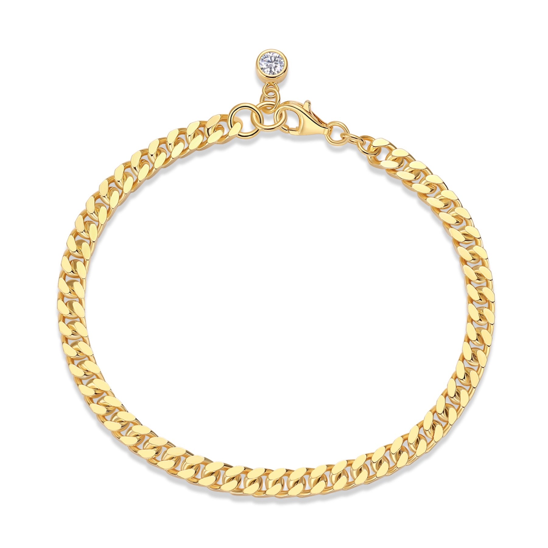 Cubana Moissanite Chain Bracelet in Gold-Tone Sterling Silver