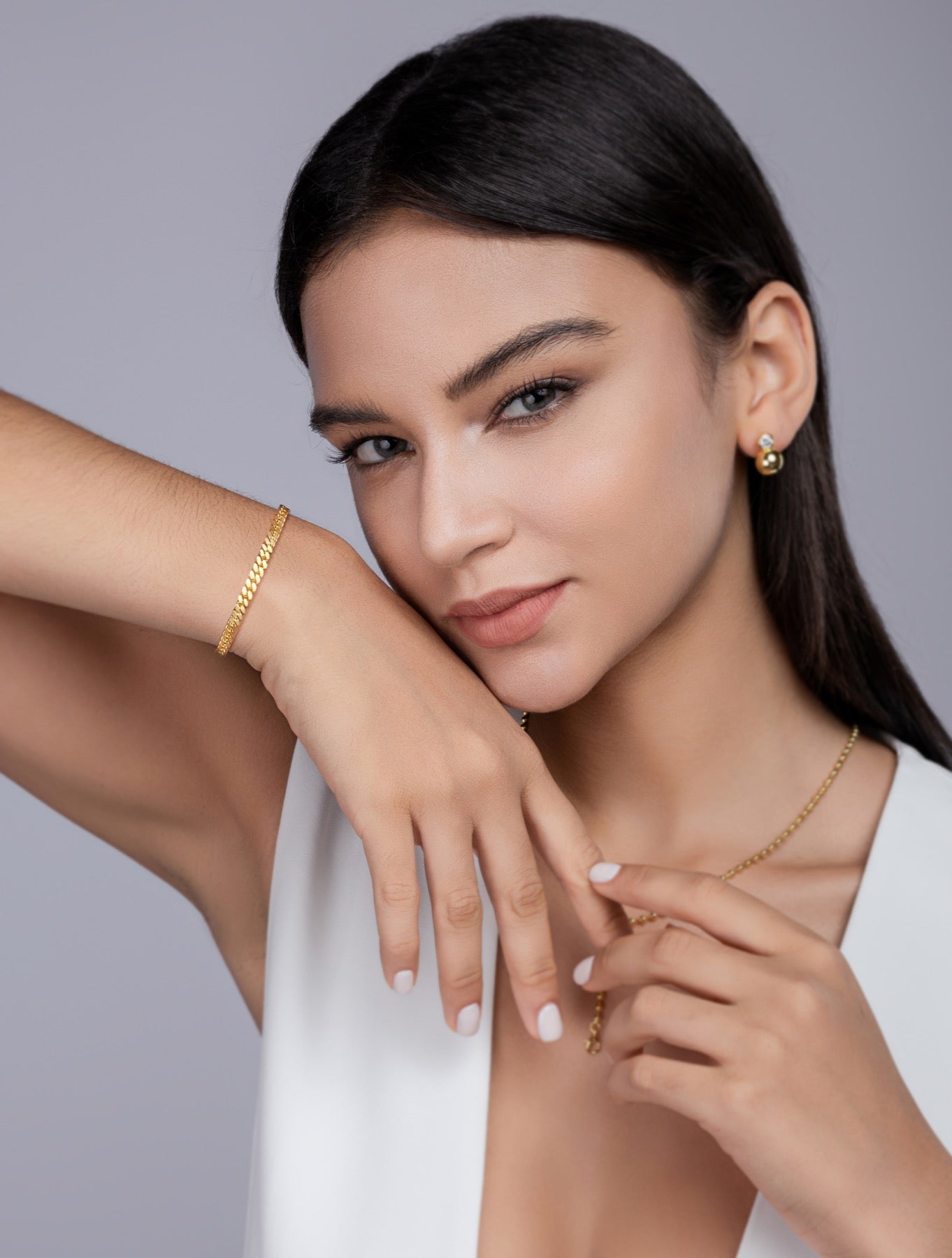 Cubana Moissanite Chain Bracelet in Gold-Tone Sterling Silver