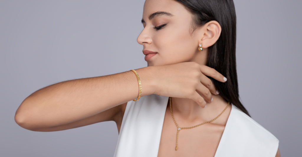 Cubana Moissanite Chain Bracelet in Gold-Tone Sterling Silver