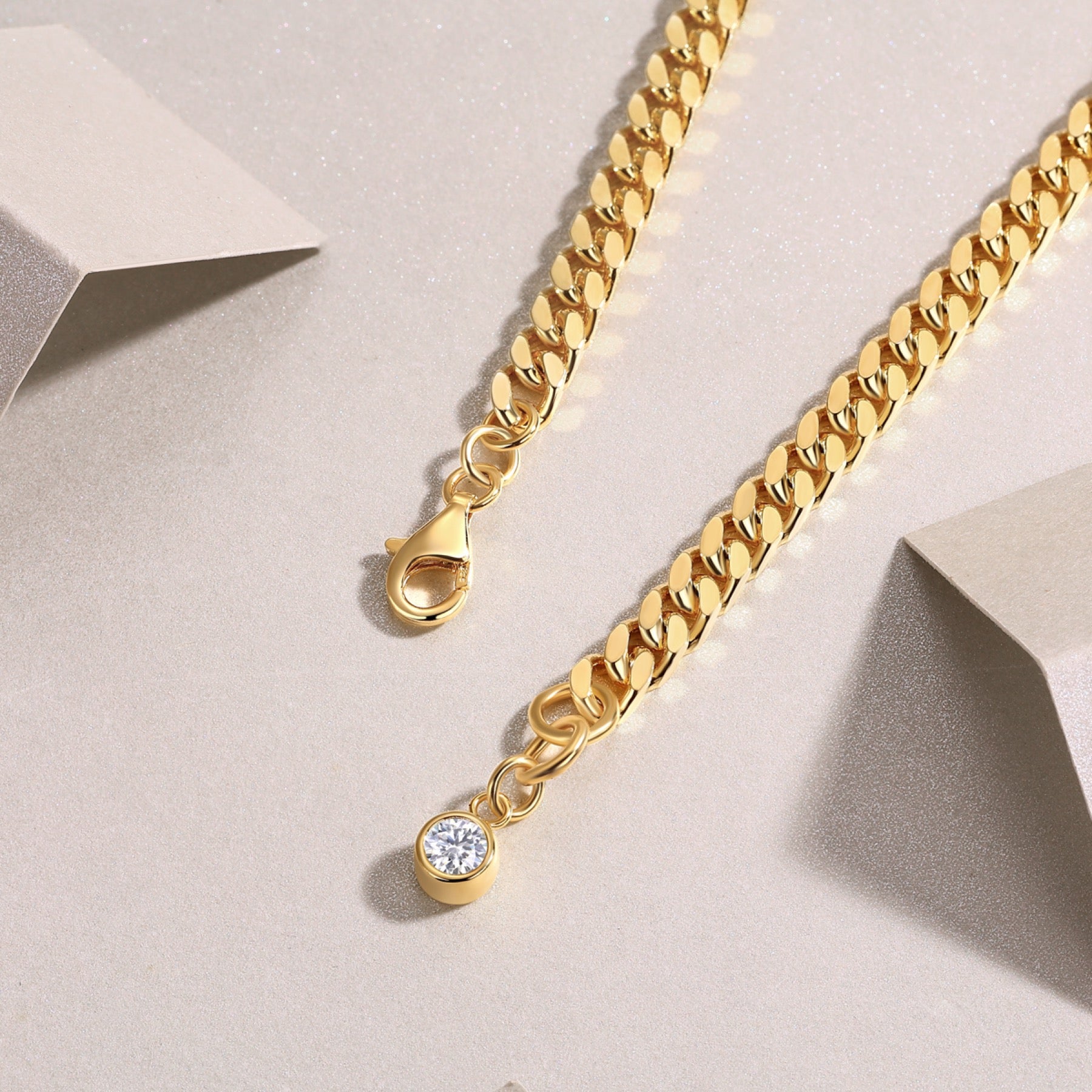 Cubana Moissanite Chain Bracelet in Gold-Tone Sterling Silver
