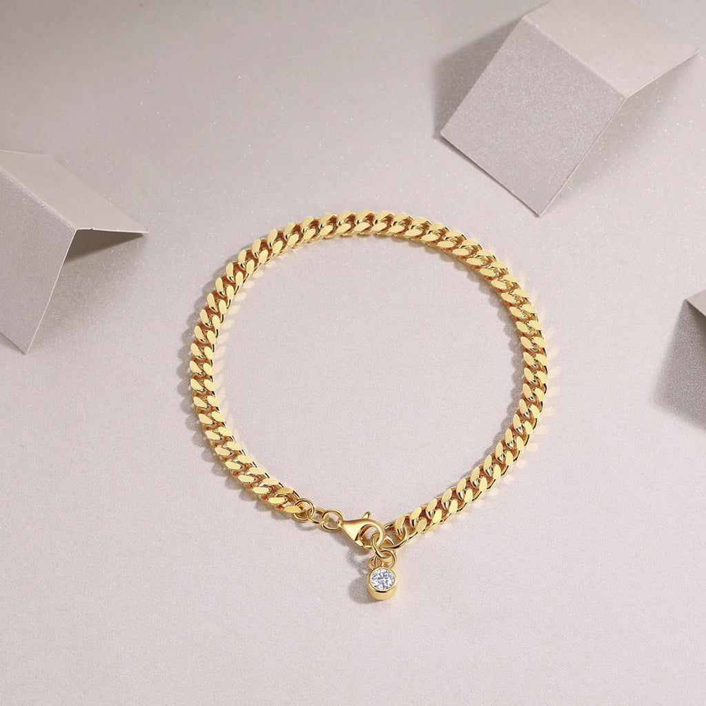 Cubana Moissanite Chain Bracelet in Gold-Tone Sterling Silver
