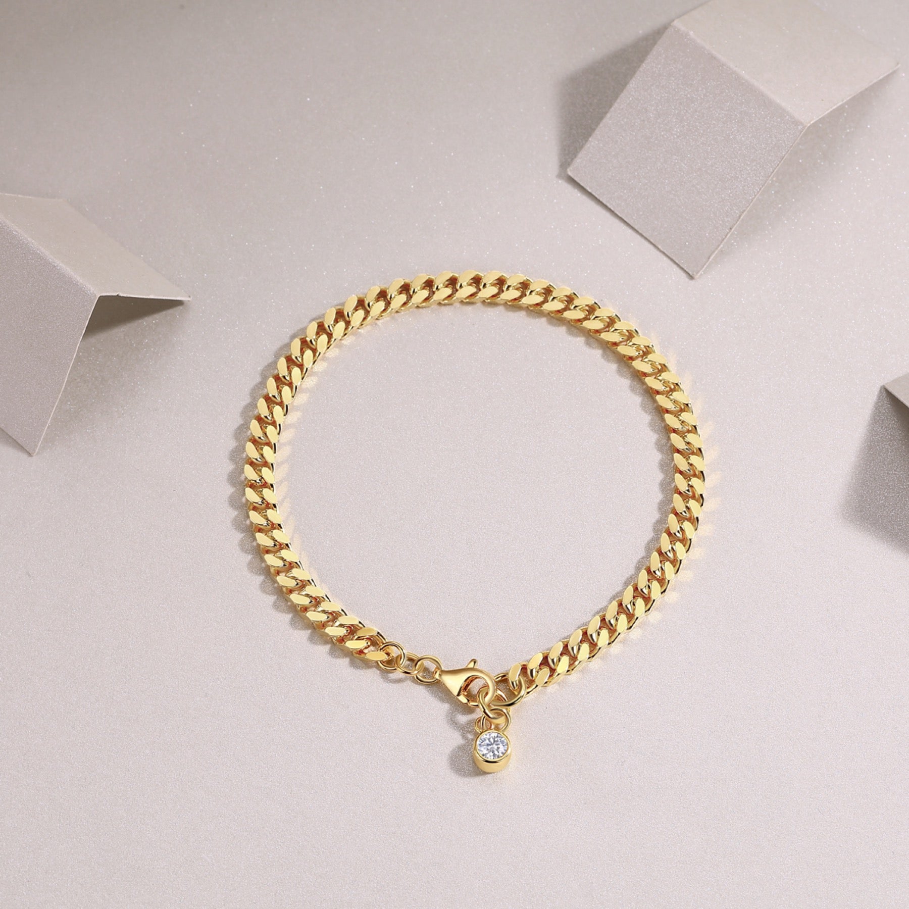 Cubana Moissanite Chain Bracelet in Gold-Tone Sterling Silver
