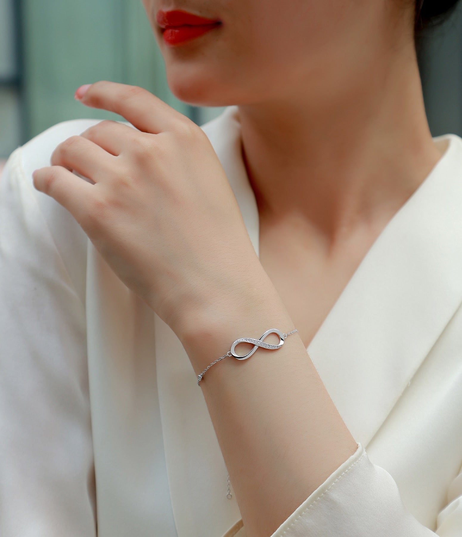 Cuorinfinito Moissanite Chain Bracelet in Sterling Silver