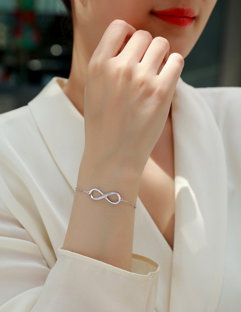 Cuorinfinito Moissanite Chain Bracelet in Sterling Silver