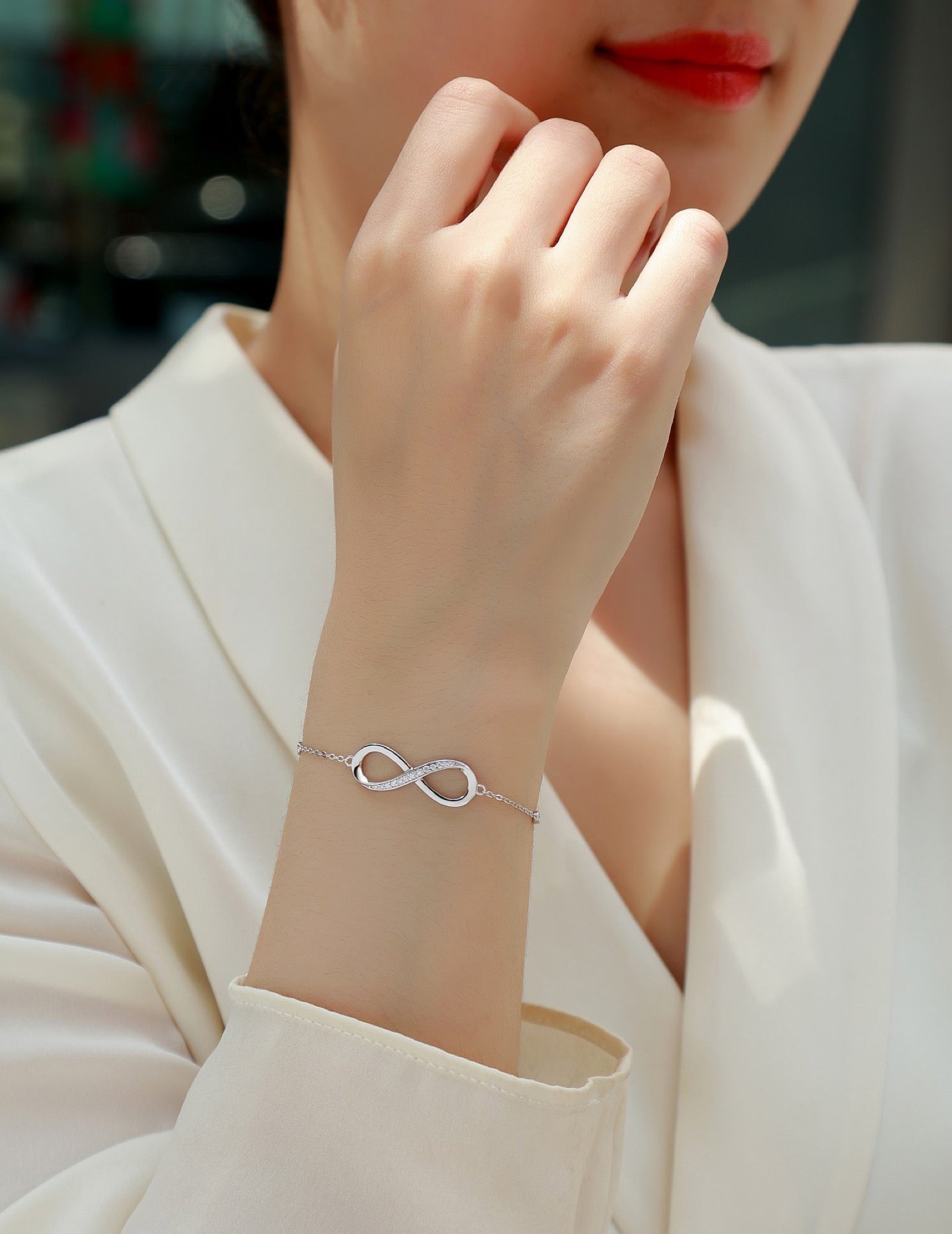 Cuorinfinito Moissanite Chain Bracelet in Sterling Silver