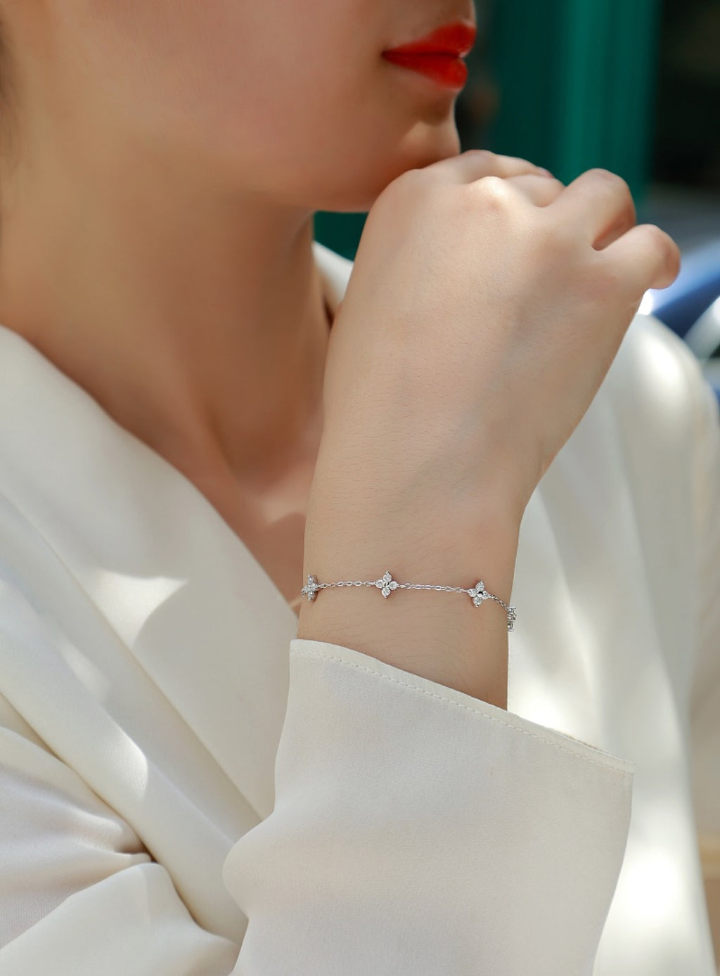 Astri Moissanite Chain Bracelet in Sterling Silver