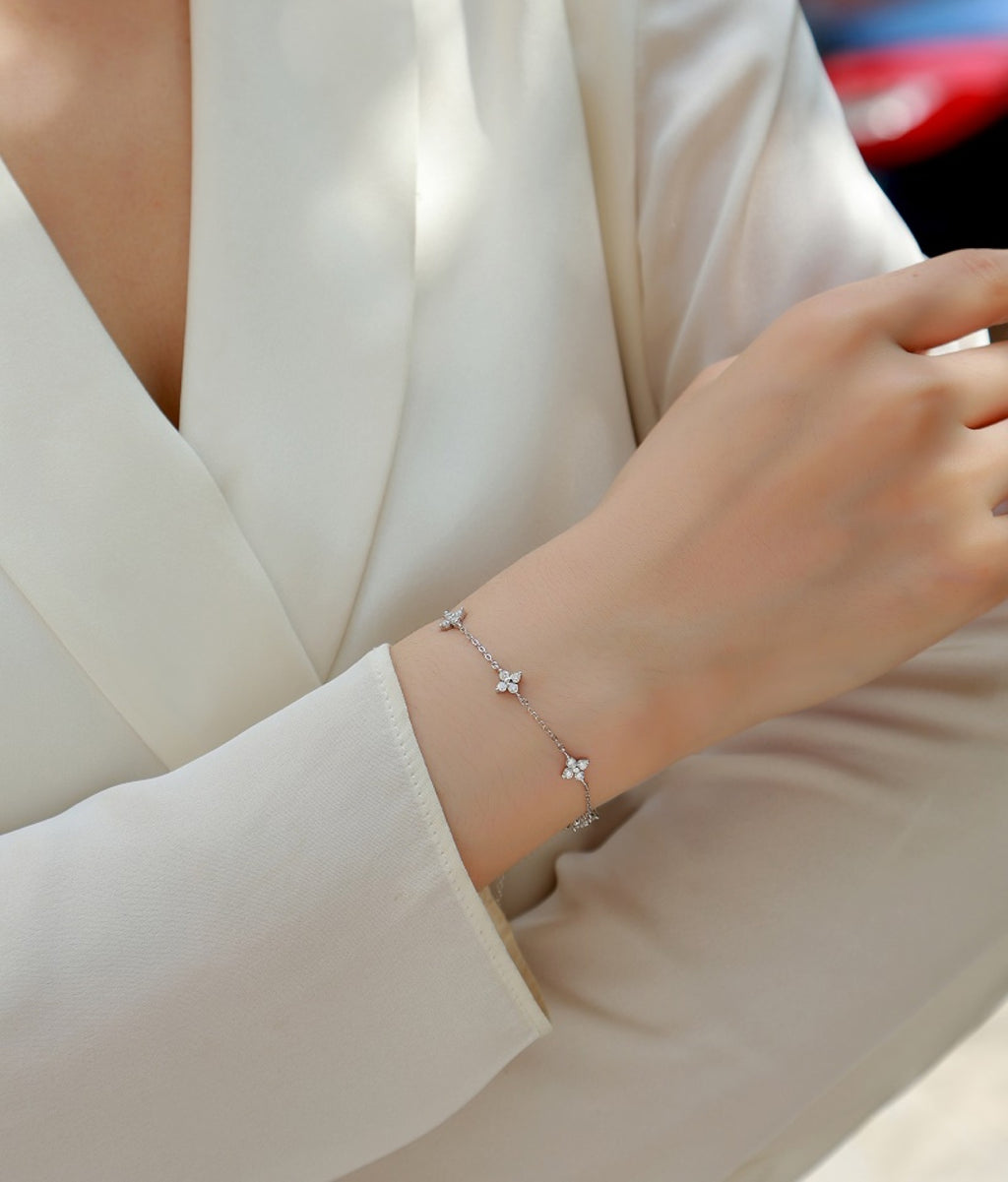 Astri Moissanite Chain Bracelet in Sterling Silver