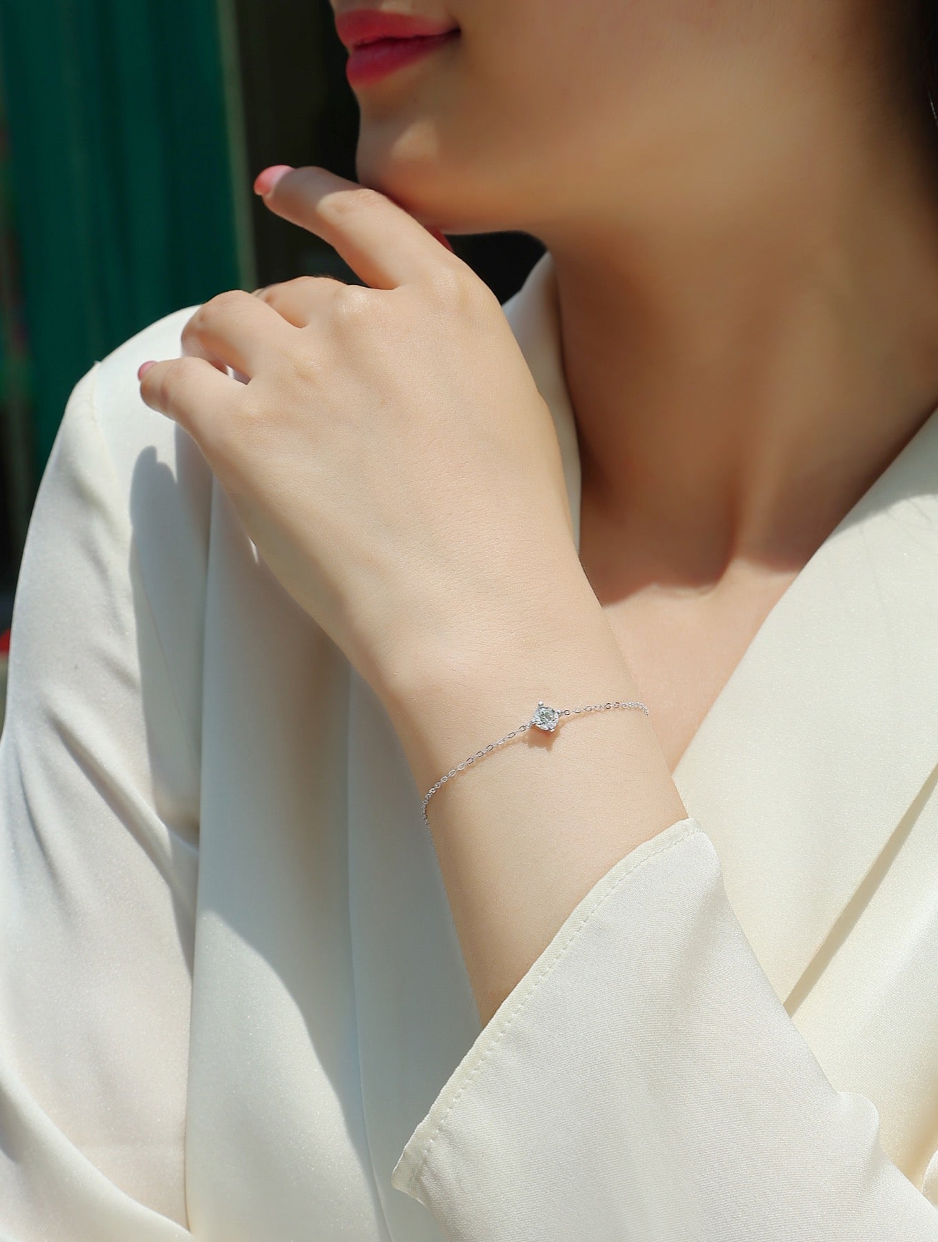 Catenacroce Moissanite Chain Bracelet in Sterling Silver