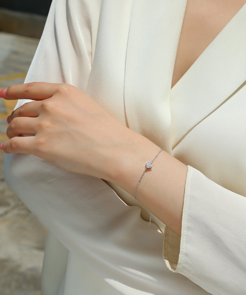 Catenacroce Moissanite Chain Bracelet in Sterling Silver