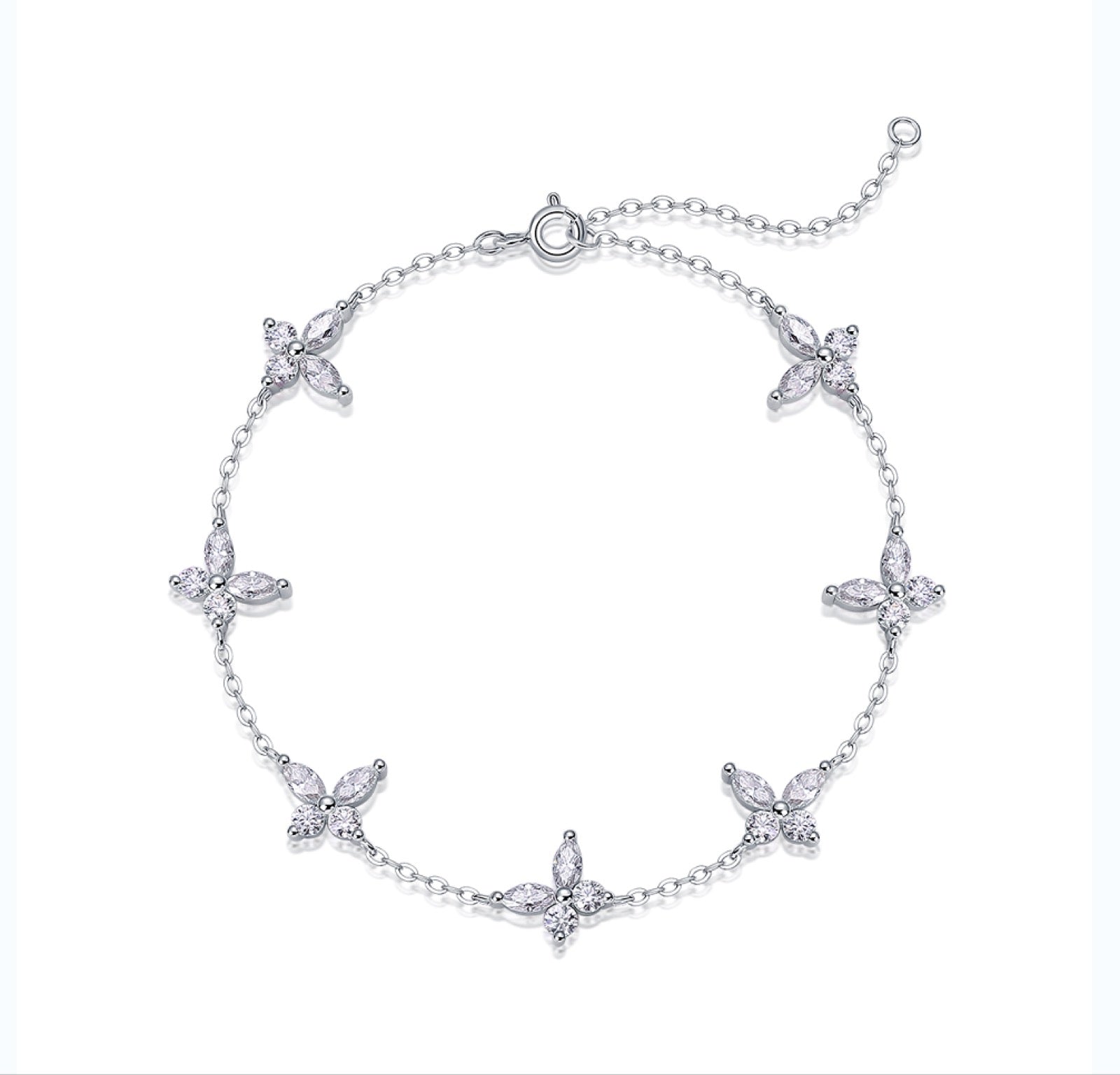 Fioretti Moissanite Chain Bracelet in Sterling Silver