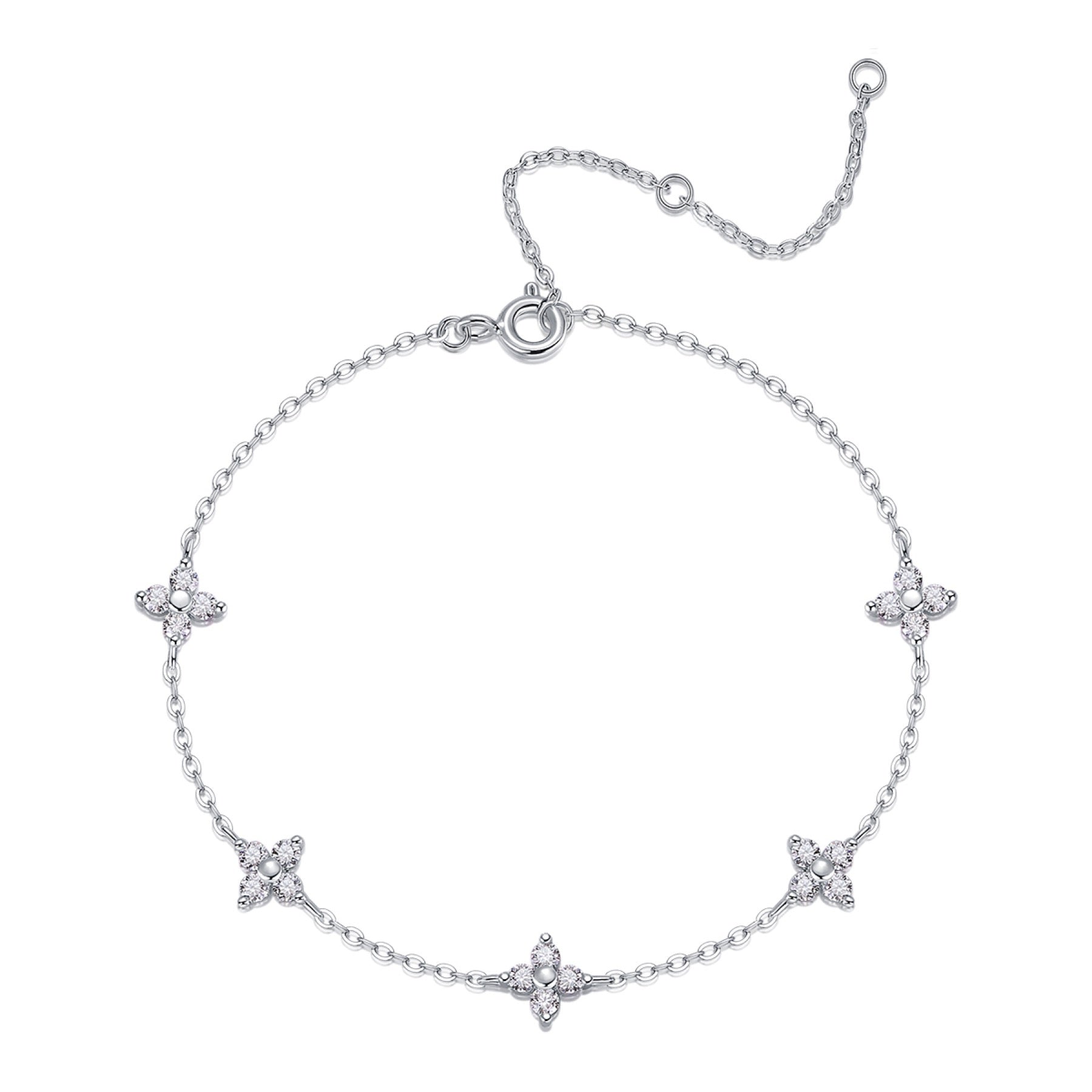 Fioretti Moissanite Chain Bracelet in Sterling Silver