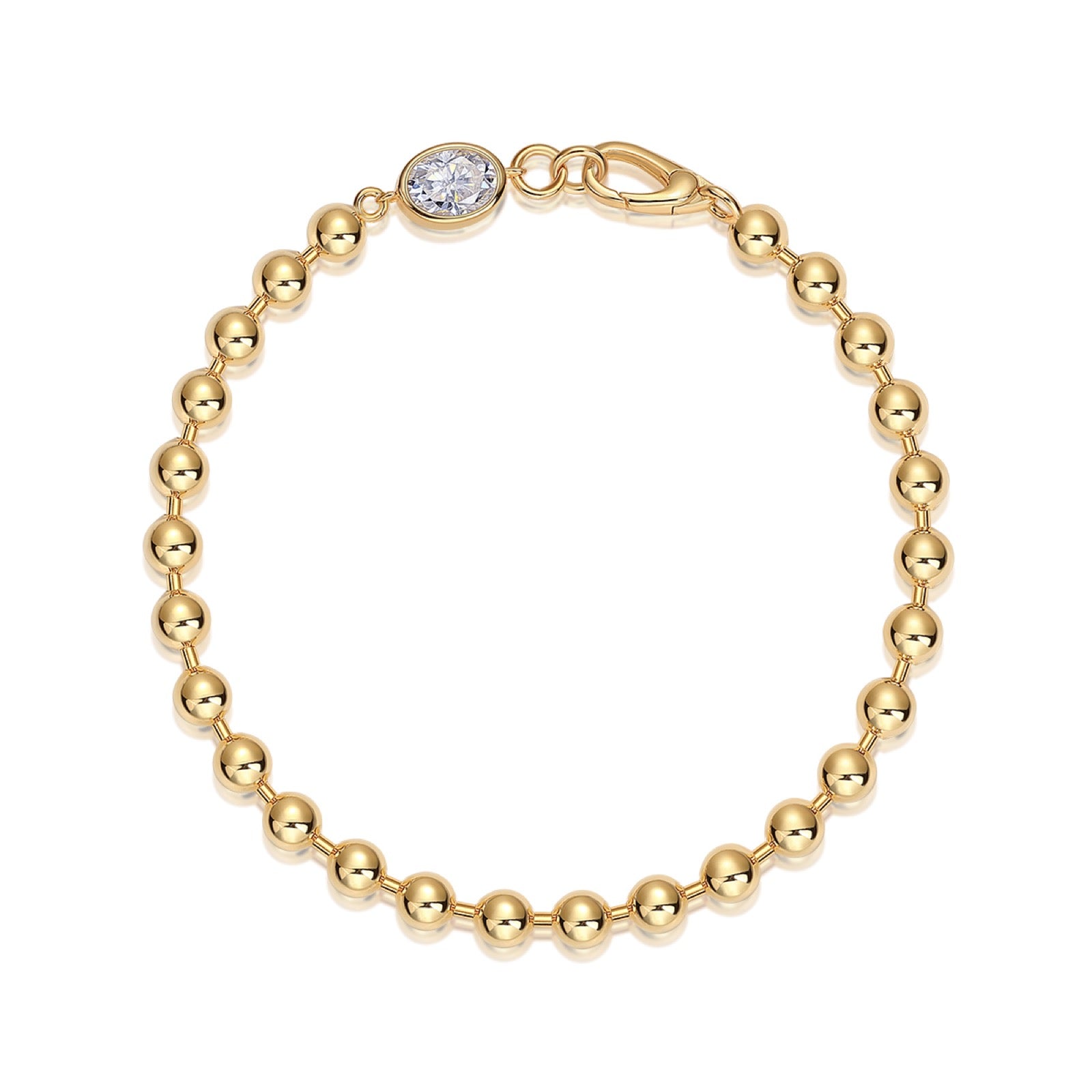 Perlaoro Moissanite Beaded Bracelet in Gold-Tone Sterling Silver