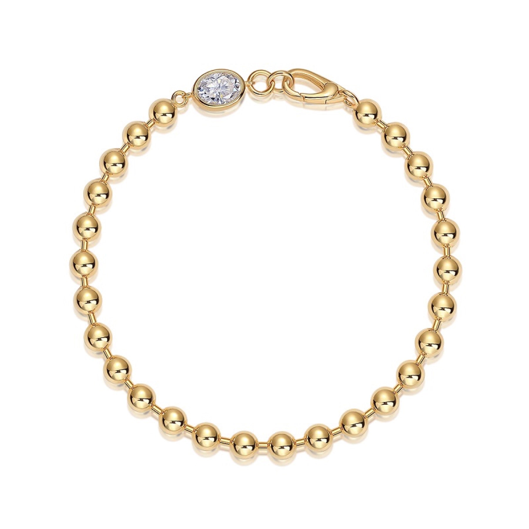 Perlaoro Moissanite Beaded Bracelet in Gold-Tone Sterling Silver