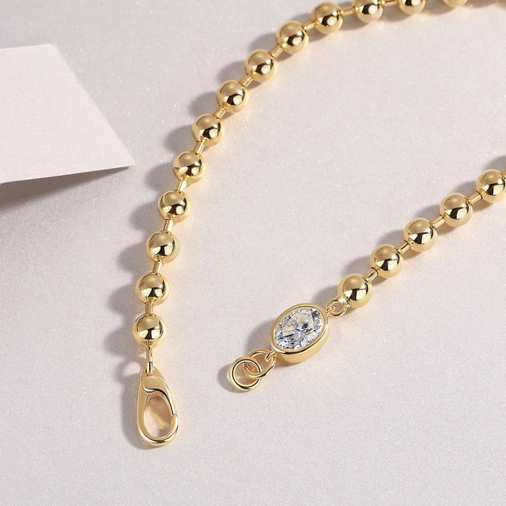 Perlaoro Moissanite Beaded Bracelet in Gold-Tone Sterling Silver