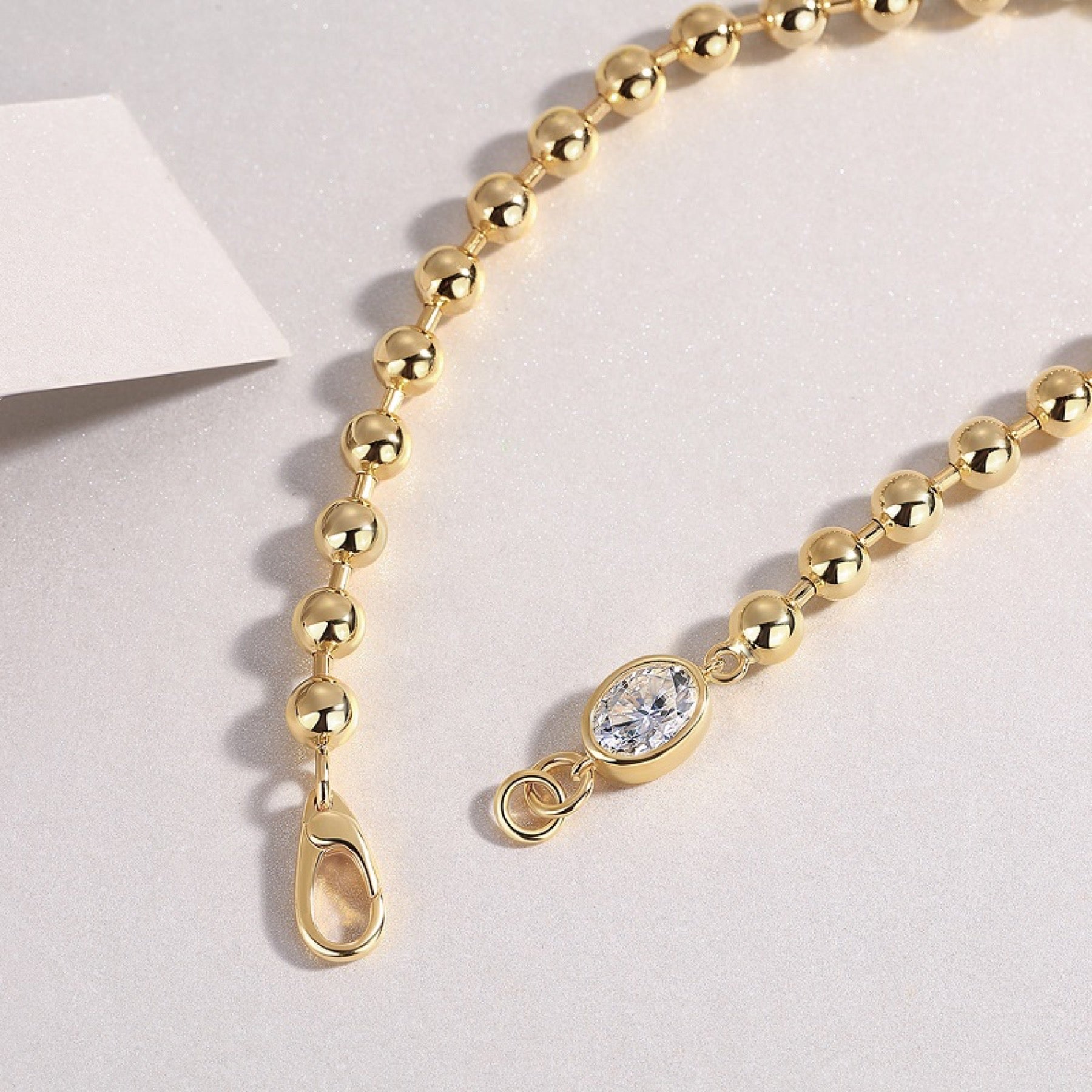 Perlaoro Moissanite Beaded Bracelet in Gold-Tone Sterling Silver